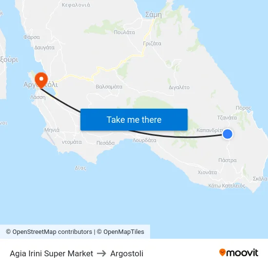 Agia Irini Super Market to Argostoli map