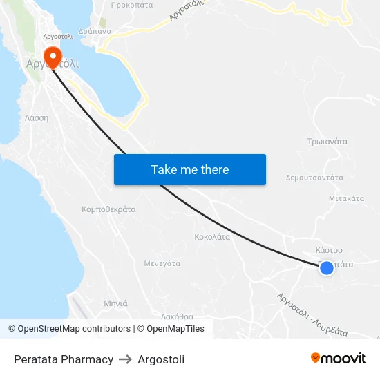 Peratata Pharmacy to Argostoli map
