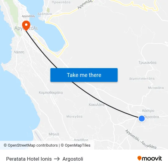 Peratata Hotel Ionis to Argostoli map