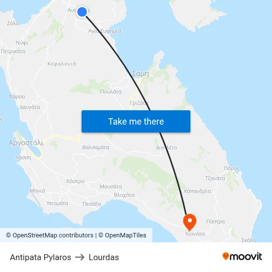 Antipata Pylaros to Lourdas map