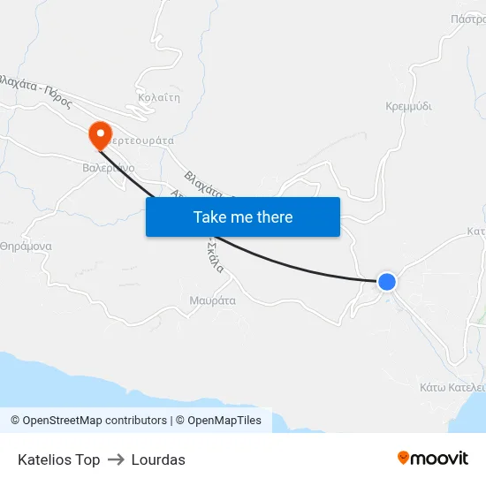 Katelios Top to Lourdas map