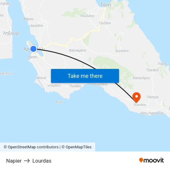 Napier to Lourdas map