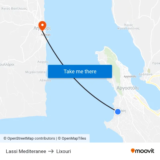 Lassi Mediteranee to Lixouri map