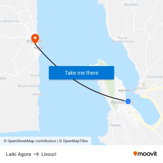 Laiki Market to Lixouri map