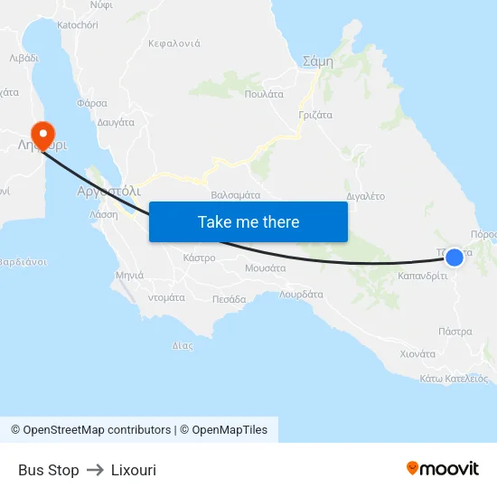 Bus Stop to Lixouri map
