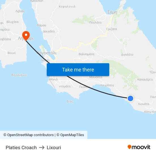 Platies Junction to Lixouri map