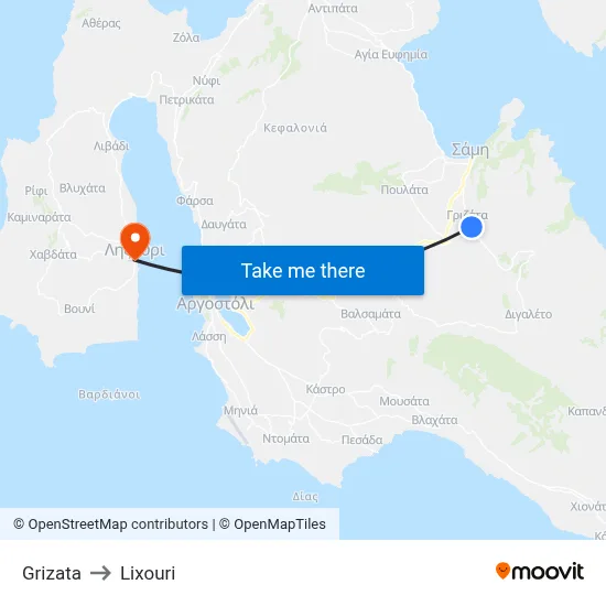 Grizata to Lixouri map