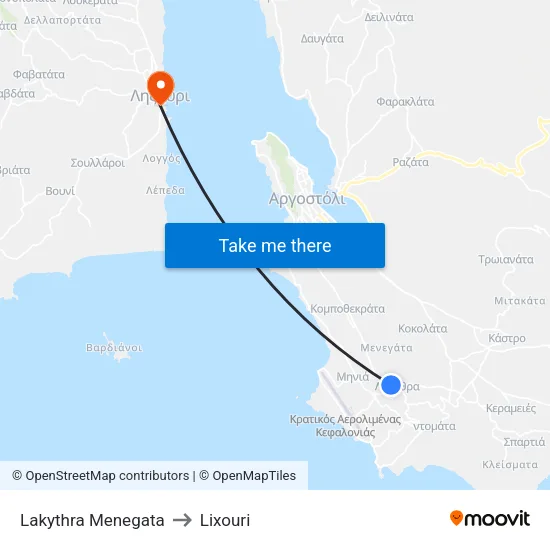 Lakythra Menegata to Lixouri map