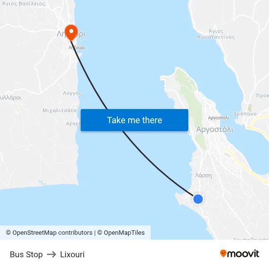 Bus Stop to Lixouri map
