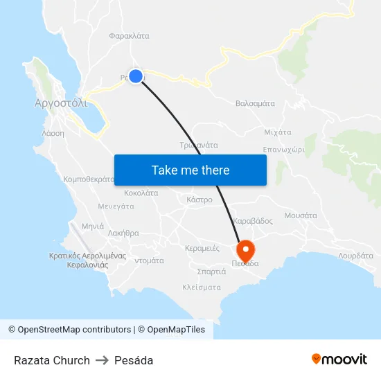 Razata Church to Pesáda map