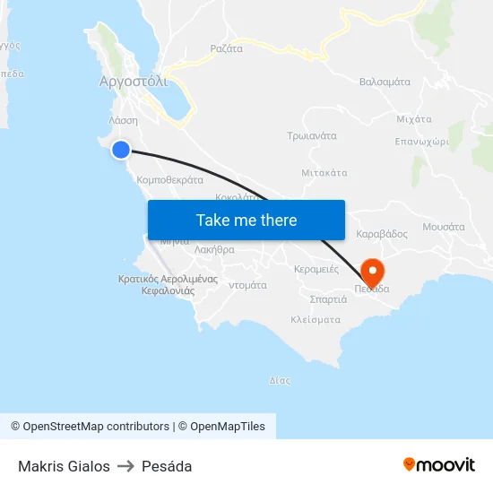 Makris Gialos to Pesada map