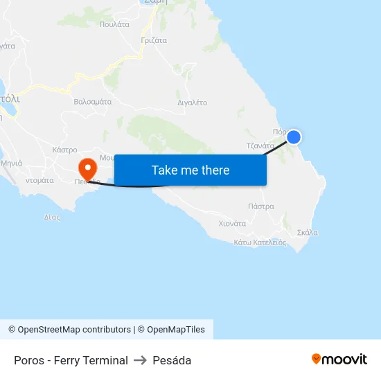 Poros - Ferry Terminal to Pesada map