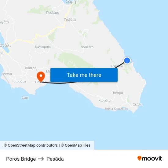 Poros Bridge to Pesada map