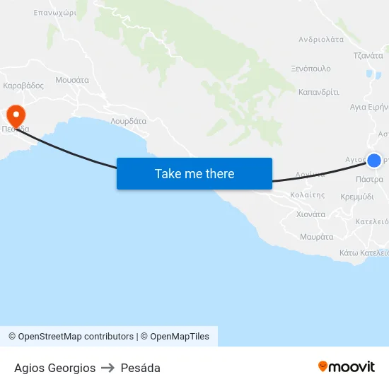 Agios Georgios to Pesada map
