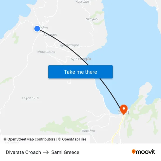 Divarata Junction to Sami Greece map