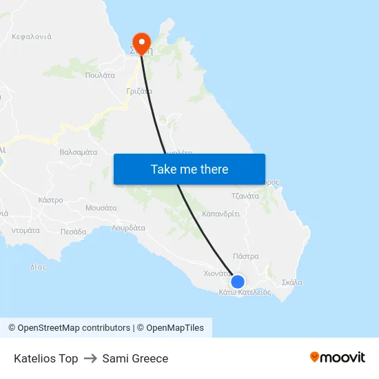 Katelios Top to Sami Greece map