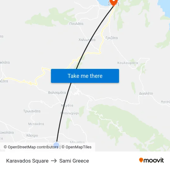 Karavados Square to Sami Greece map