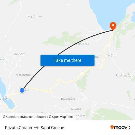 Razata Junction to Sami Greece map