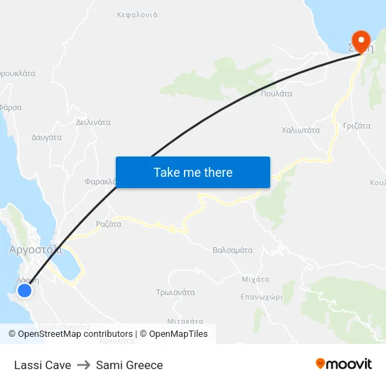 Lassi Cave to Sami Greece map