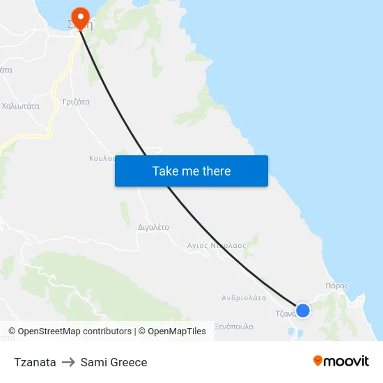 Tzanata to Sami Greece map