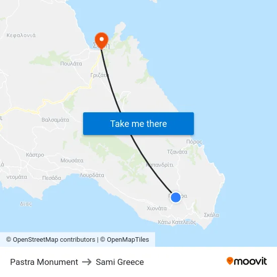 Pastra Monument to Sami Greece map