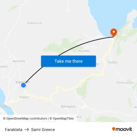 Faraklata to Sami Greece map