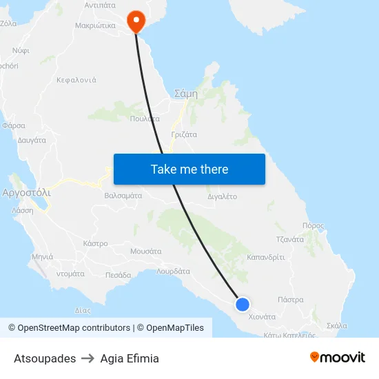 Atsoupades to Agia Efimia map