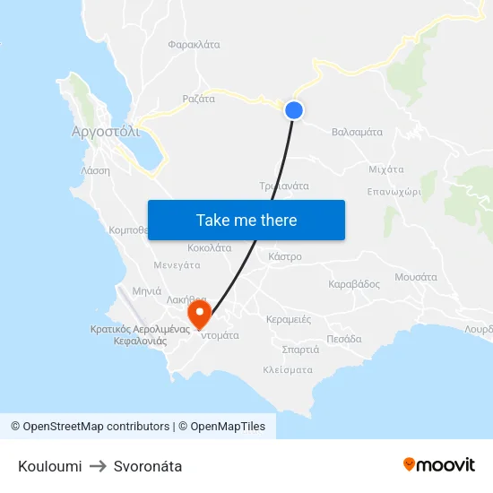 Kouloumi to Svoronáta map