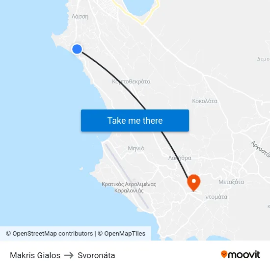 Makris Gialos to Svoronáta map