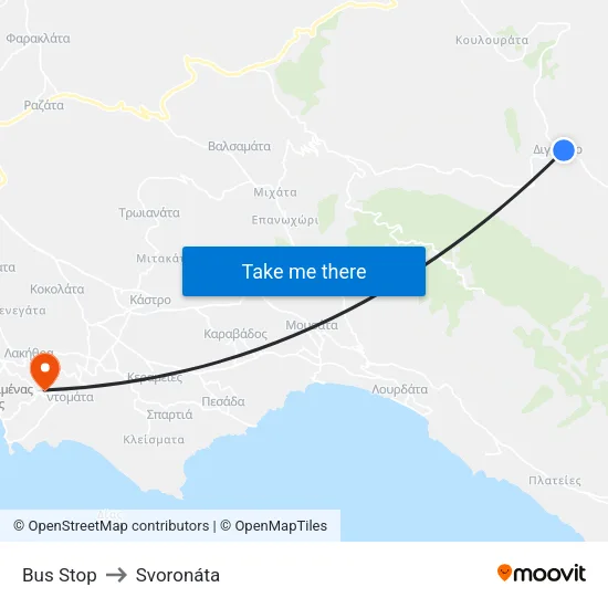 Bus Stop to Svoronáta map