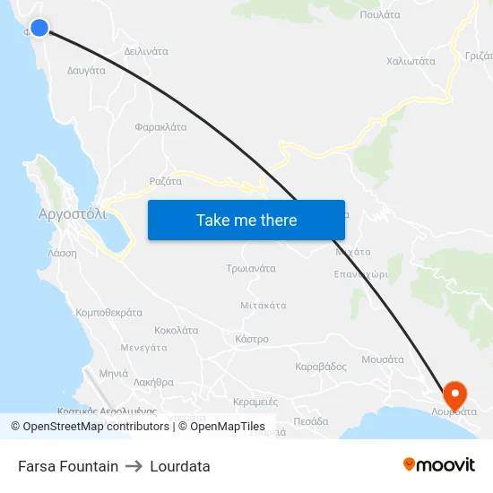 Farsa Fountain to Lourdata map