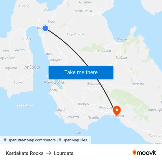 Kardakata Rocks to Lourdata map