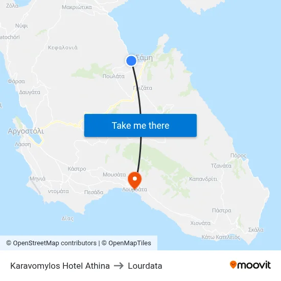 Karavomylos Hotel Athina to Lourdata map