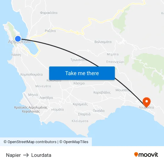 Napier to Lourdata map