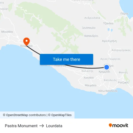 Pastra Monument to Lourdata map