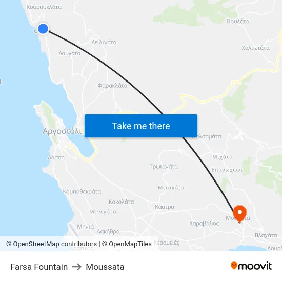 Farsa Fountain to Moussata map