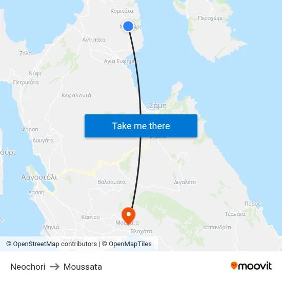 Neochori to Moussata map