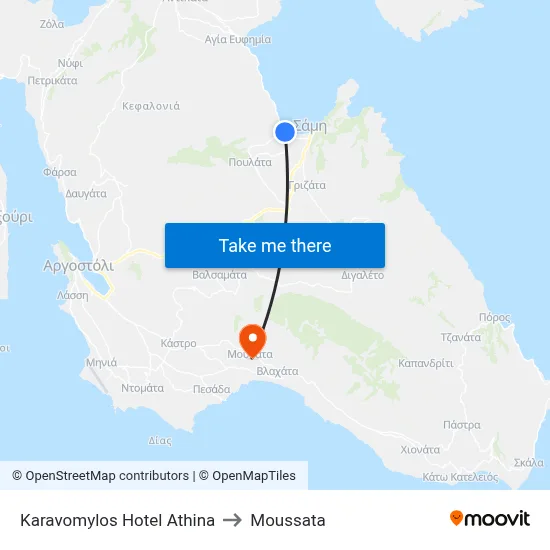 Karavomylos Hotel Athina to Moussata map