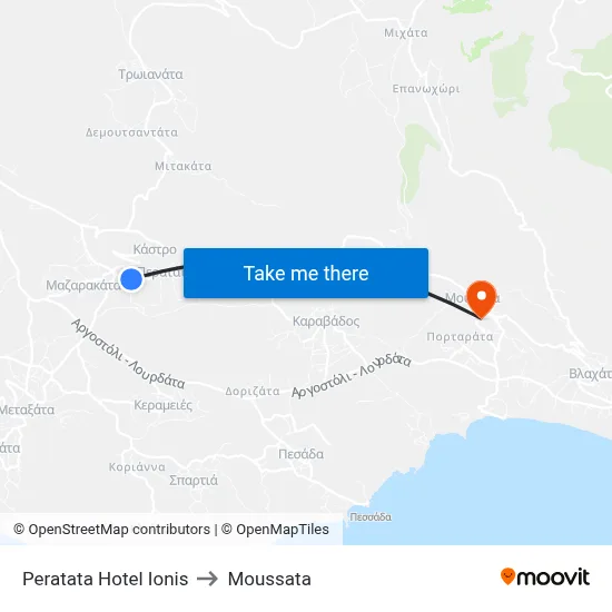Peratata Hotel Ionis to Moussata map