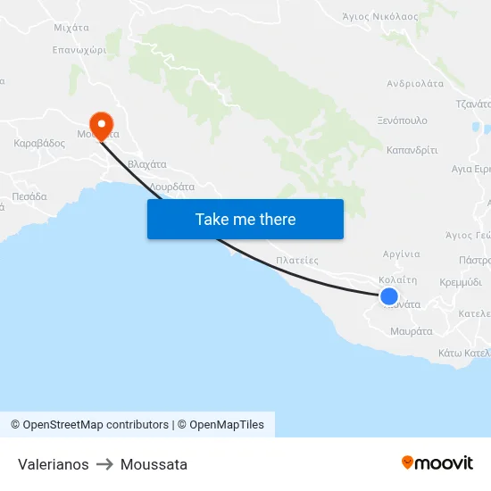 Valerianos to Moussata map