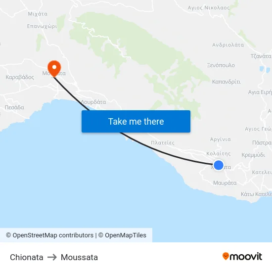 Chionata to Moussata map