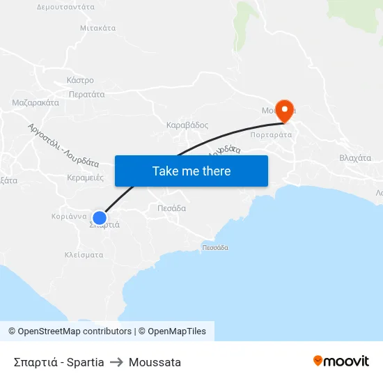 Spartia to Moussata map