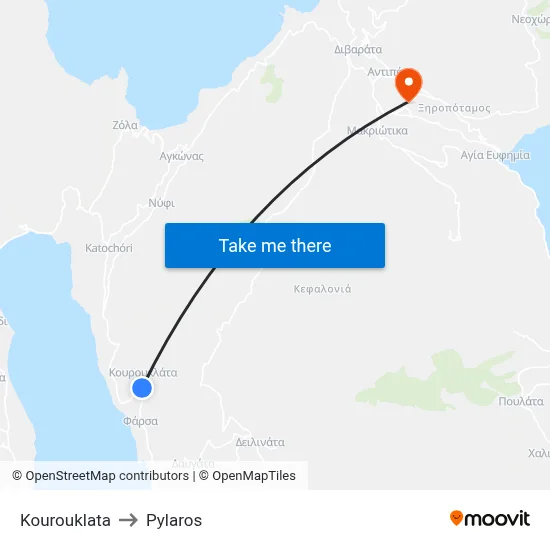 Kourouklata to Pylaros map