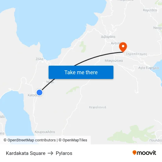 Kardakata Square to Pylaros map