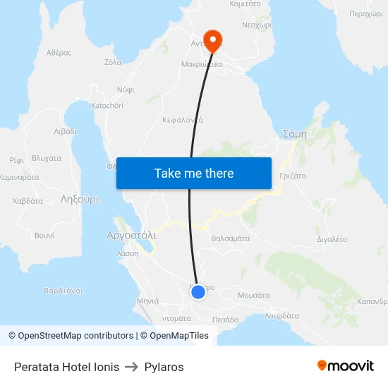Peratata Hotel Ionis to Pylaros map
