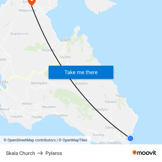 Skala Church to Pylaros map