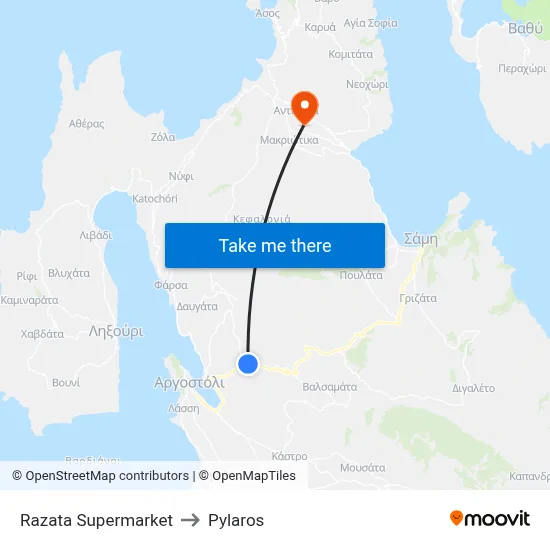 Razata Supermarket to Pylaros map