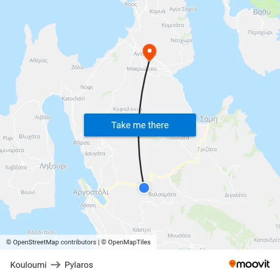 Kouloumi to Pylaros map