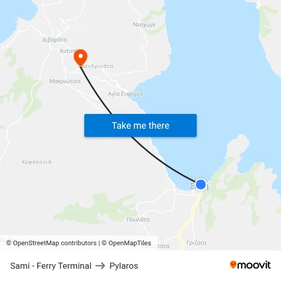 Sami - Ferry Terminal to Pylaros map