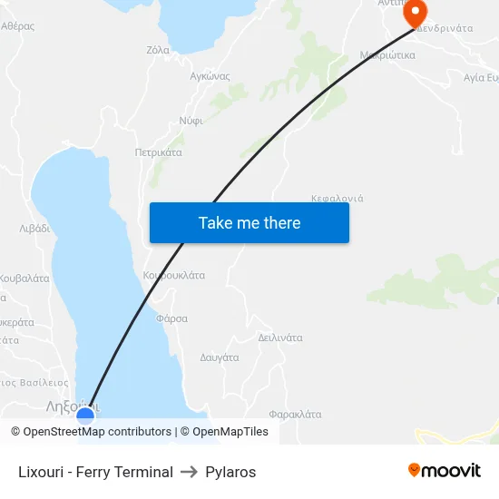 Lixouri - Ferry Terminal to Pylaros map